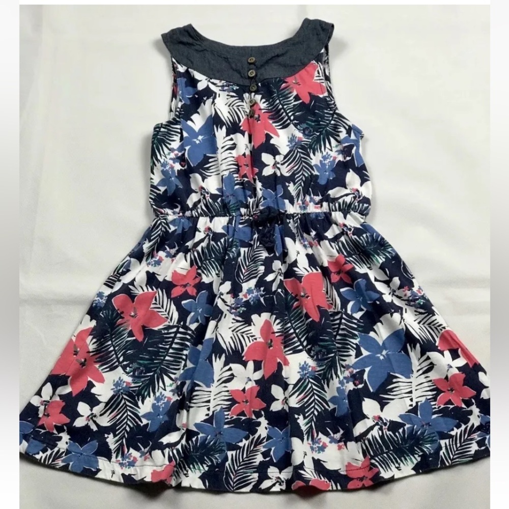 ROXY Girls Floral Dress Size Medium In Colors White Red Blue